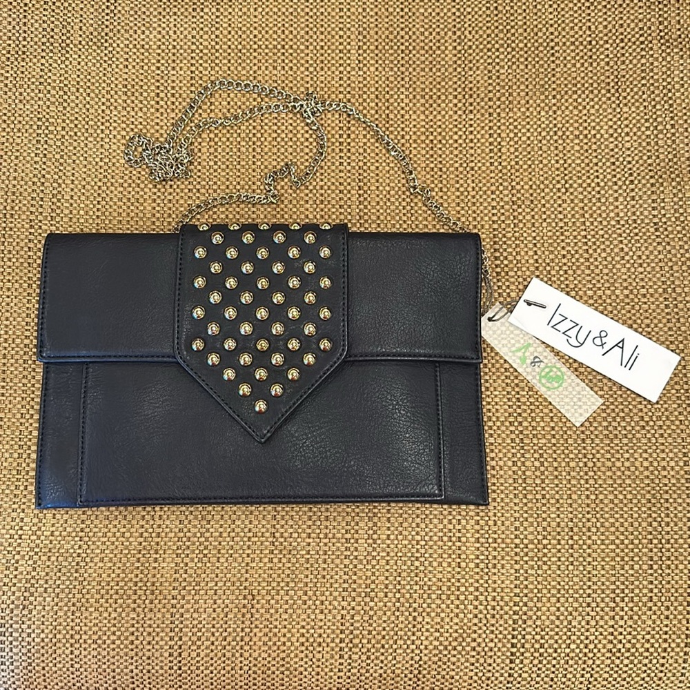 Navy Gold Studded Clutch/Shoulder/Cross body purse